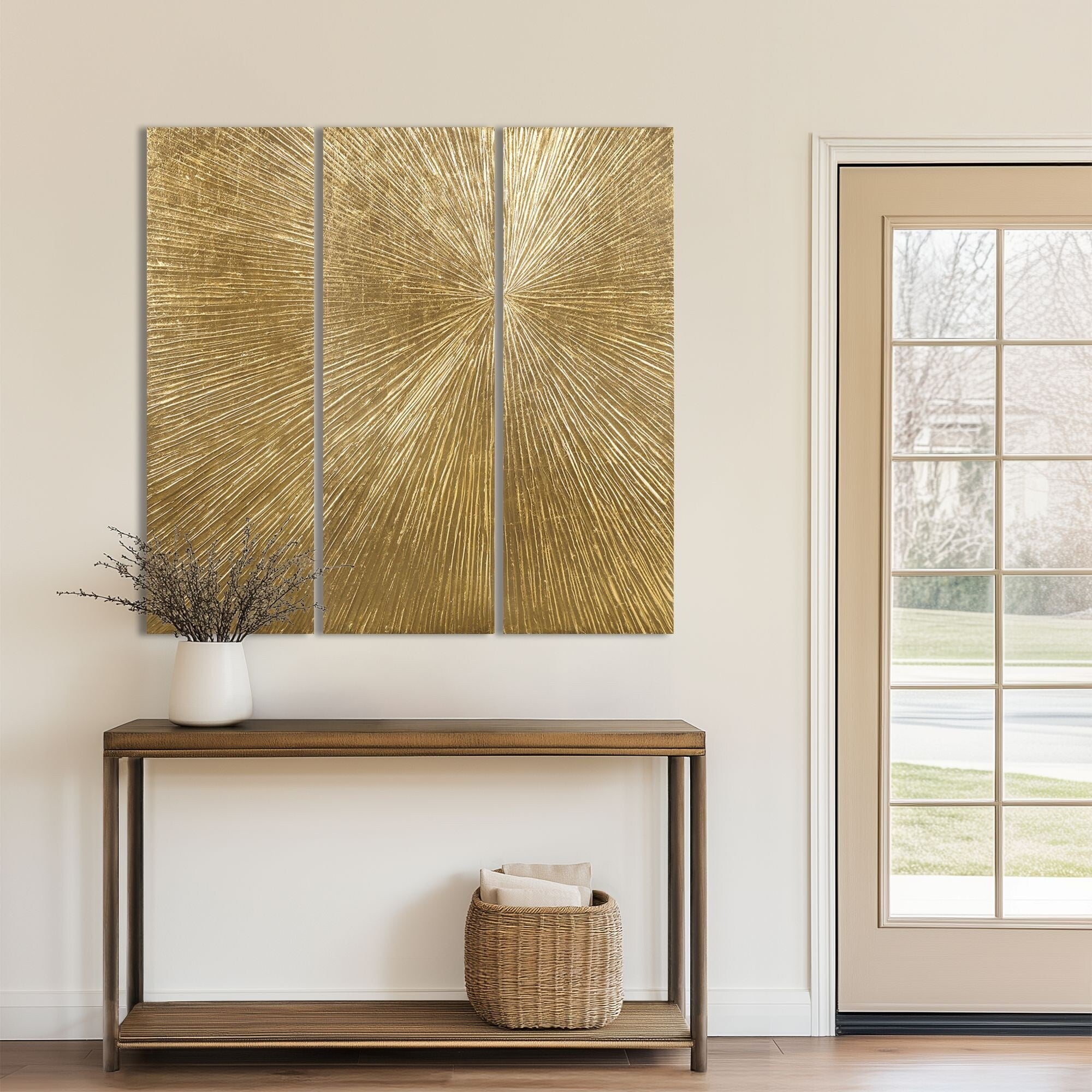 Ensemble de 3 triptyques muraux en résine dimensionnelle peints à la main Madison Park Signature Sunburst