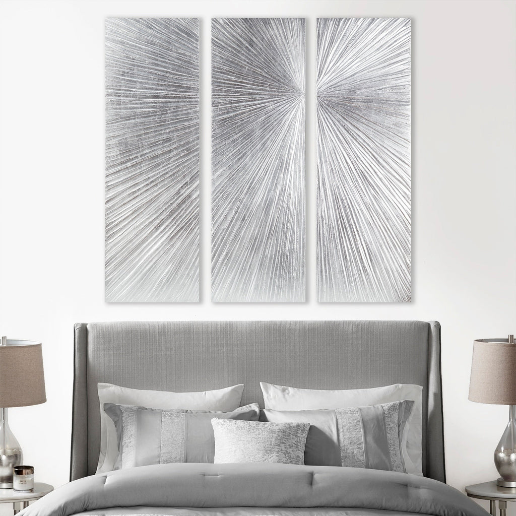 Ensemble de 3 triptyques muraux en résine dimensionnelle peints à la main Madison Park Signature Sunburst