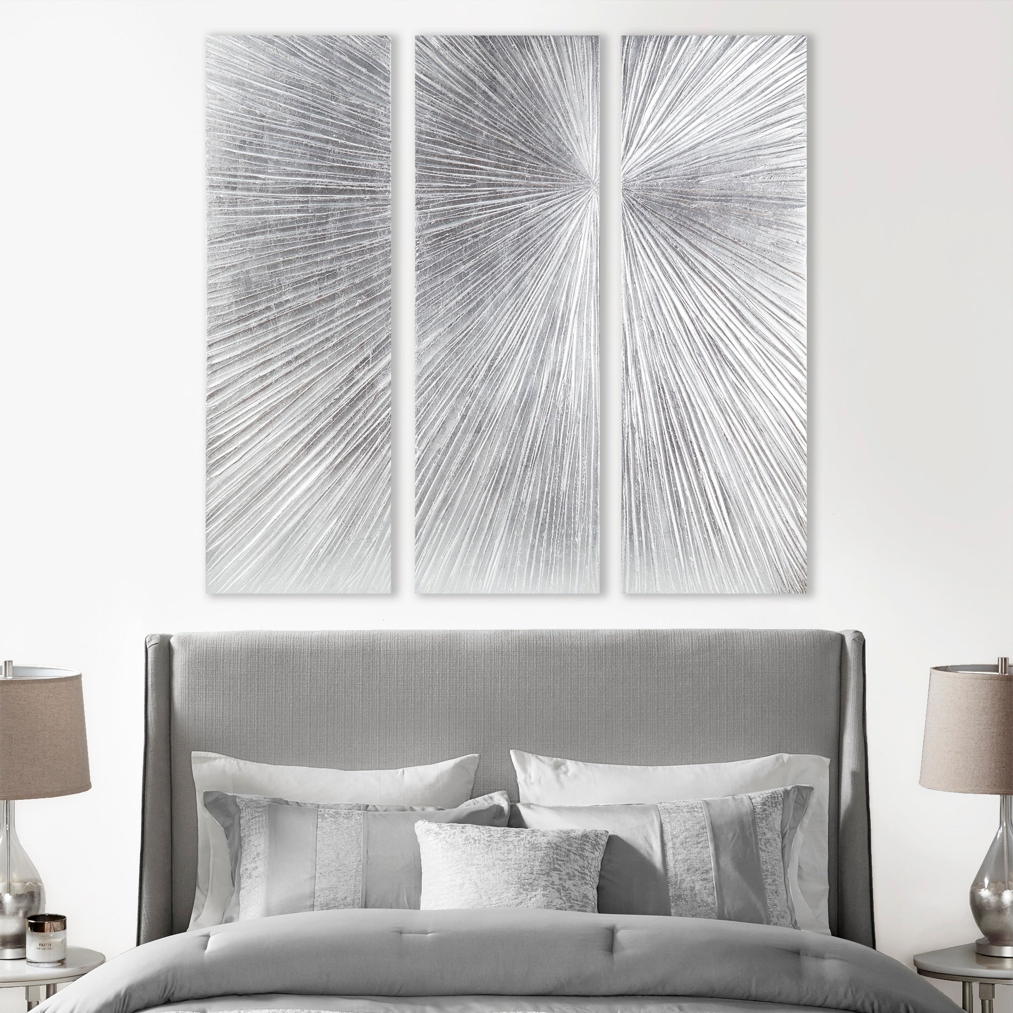 Ensemble de 3 triptyques muraux en résine dimensionnelle peints à la main Madison Park Signature Sunburst