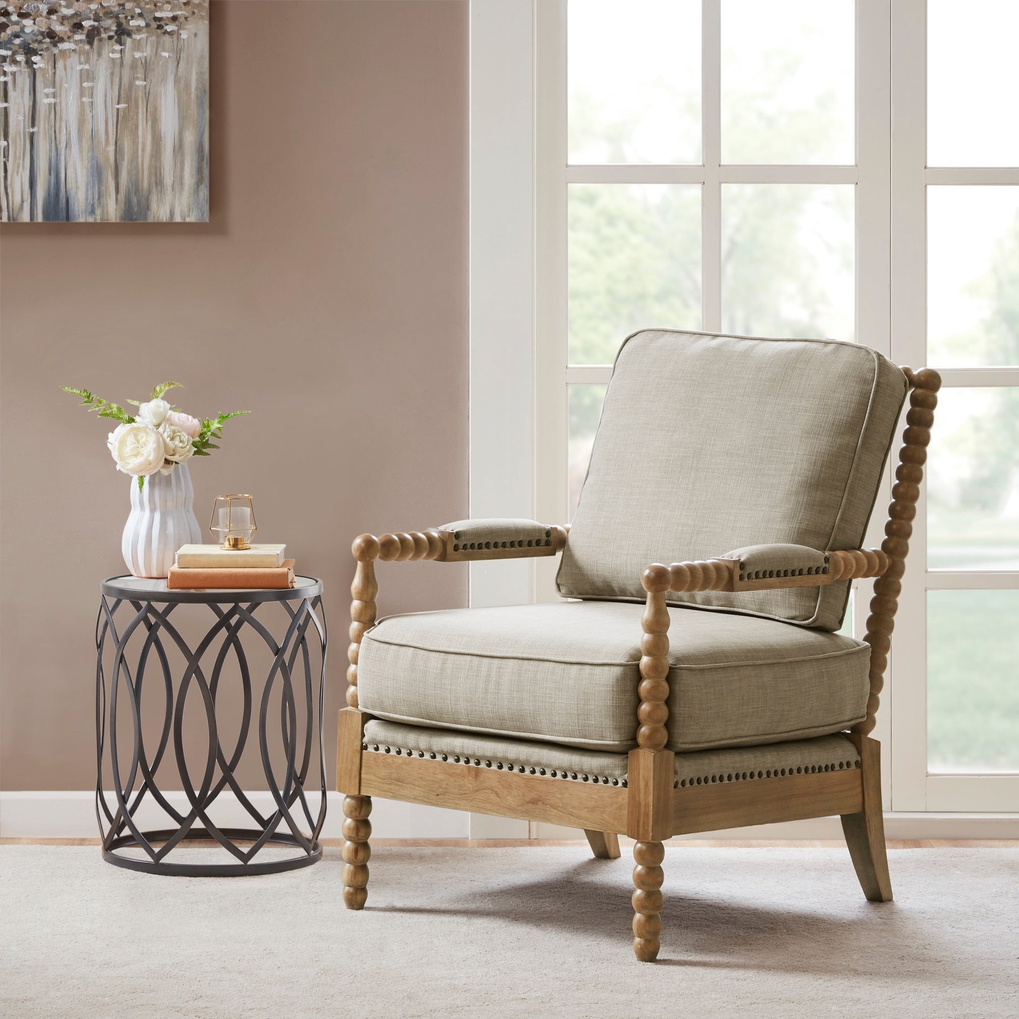 Fauteuil à cadre en bois tourné Madison Park Donohue