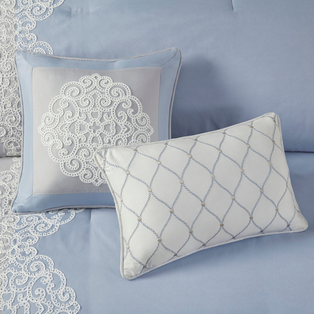 Parure de lit Madison Park Vera en microfibre brodée 8 pièces