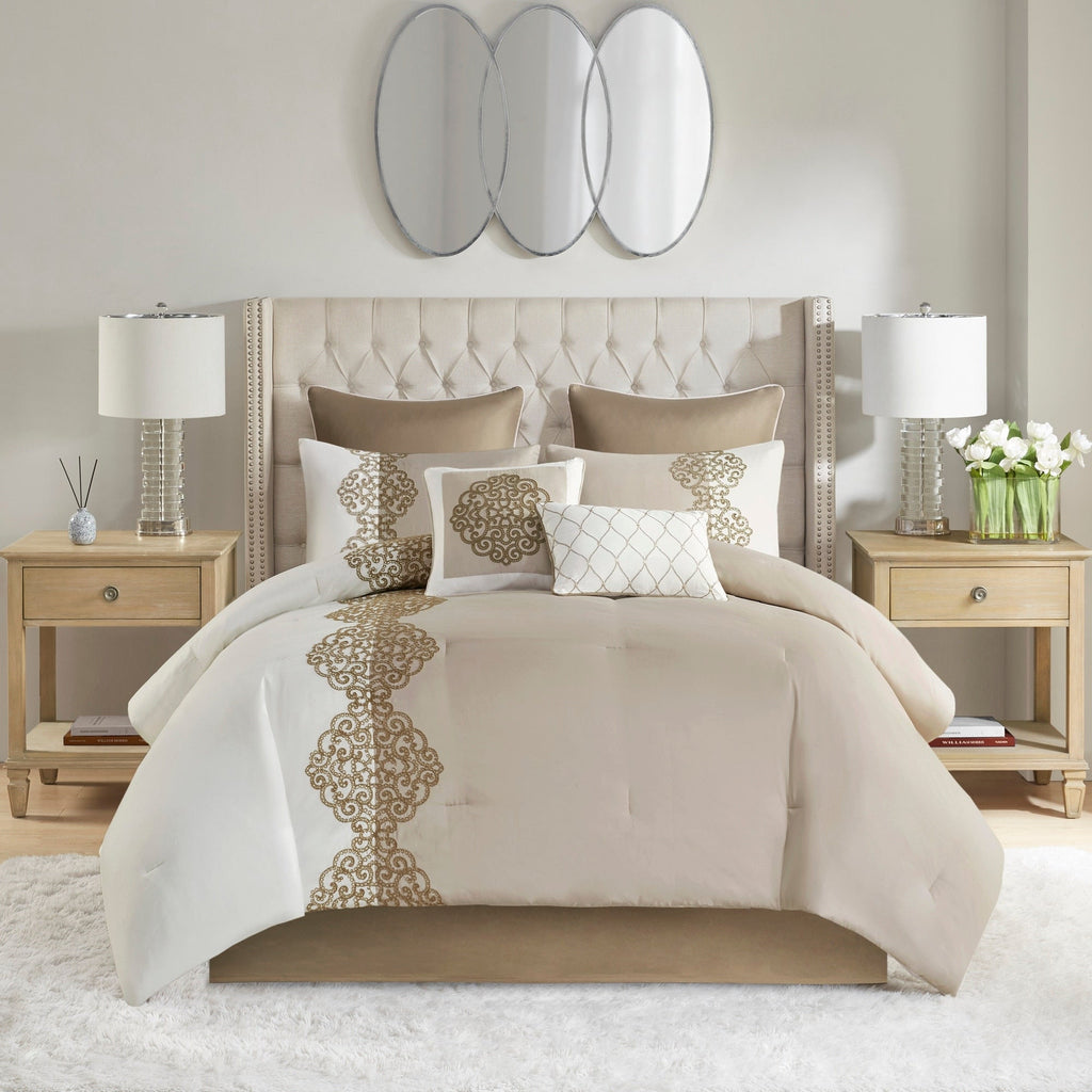 Parure de lit Madison Park Vera en microfibre brodée 8 pièces
