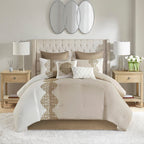 Parure de lit Madison Park Vera en microfibre brodée 8 pièces