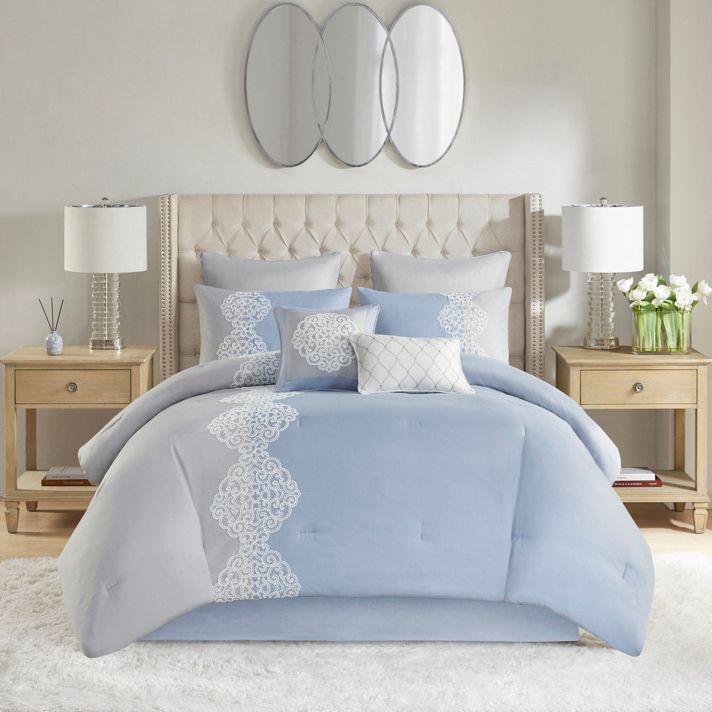 Parure de lit Madison Park Vera en microfibre brodée 8 pièces