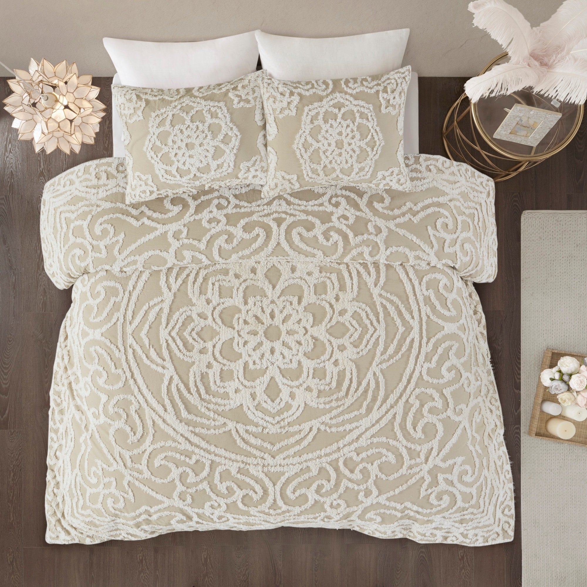 Parure de lit Madison Park Virginia en coton chenille touffeté avec médaillon