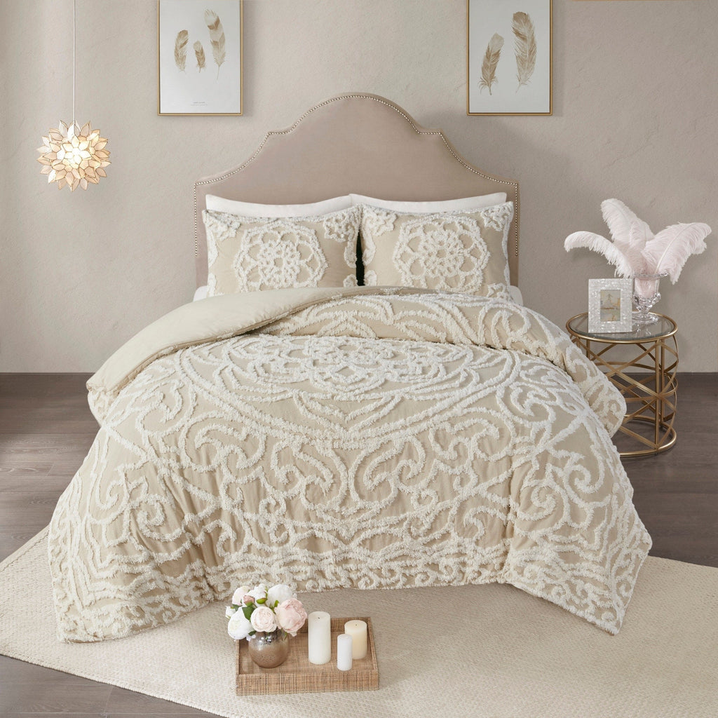 Parure de lit Madison Park Virginia en coton chenille touffeté avec médaillon