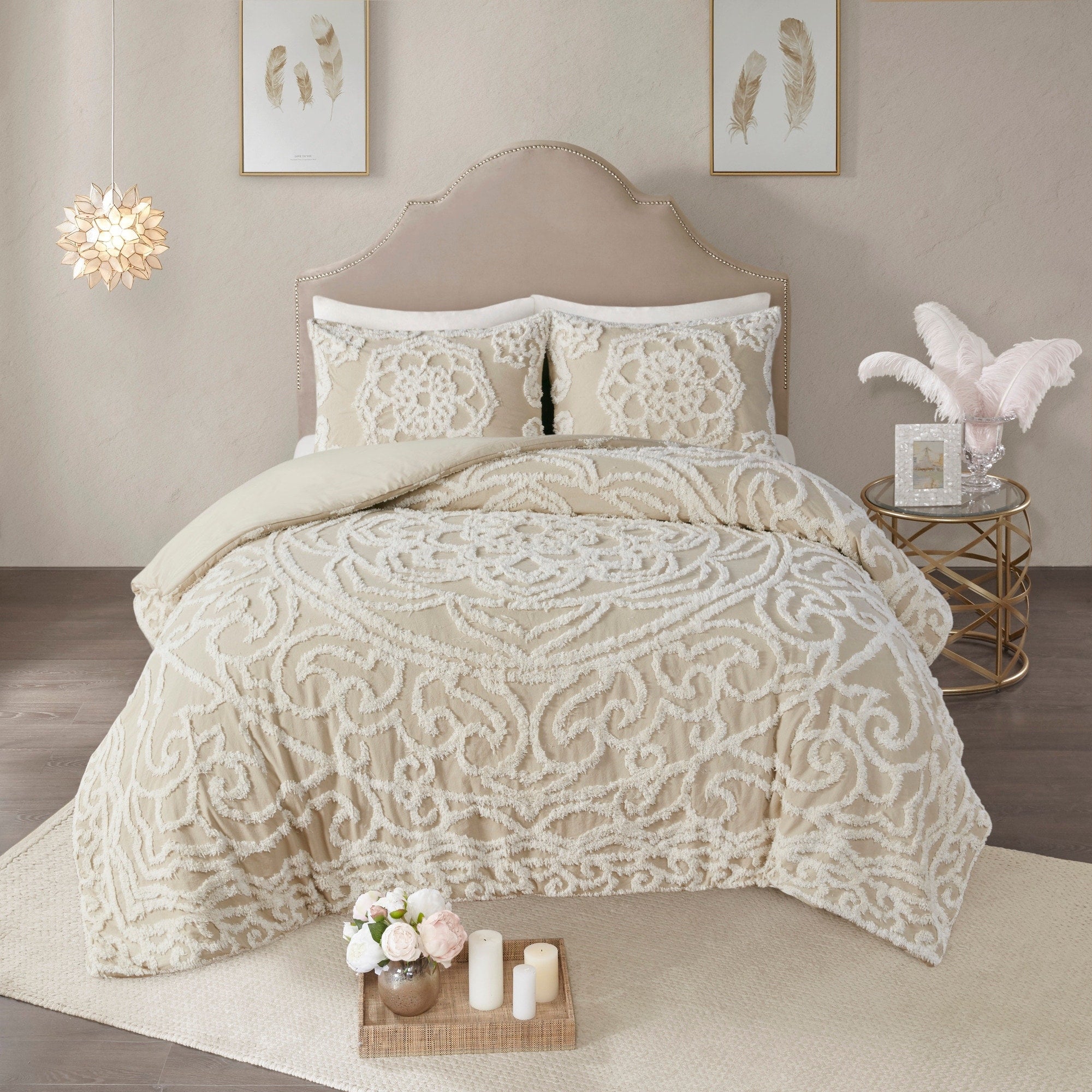 Parure de lit Madison Park Virginia en coton chenille touffeté avec médaillon