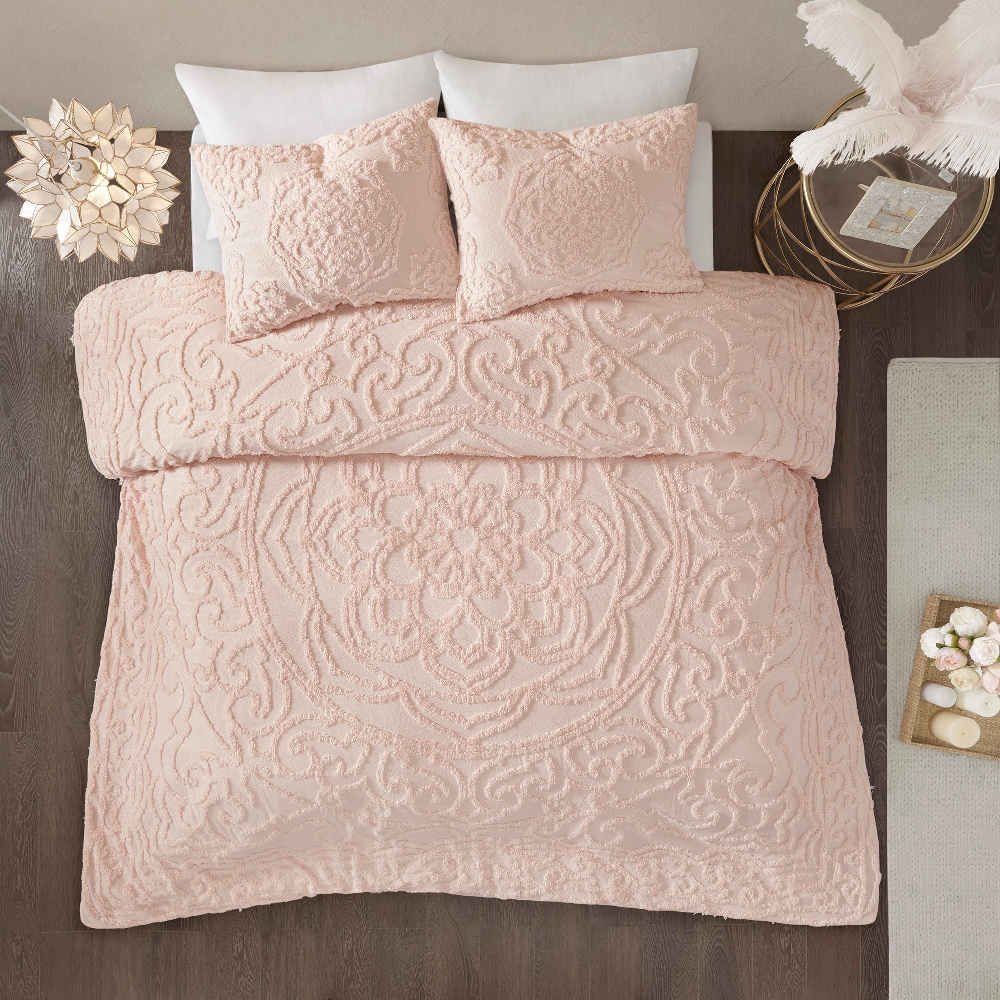 Parure de lit Madison Park Virginia en coton chenille touffeté avec médaillon