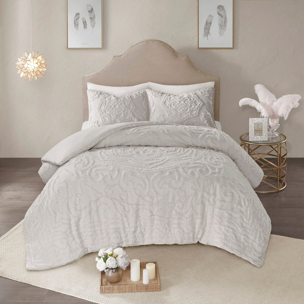 Parure de lit Madison Park Virginia en coton chenille touffeté avec médaillon