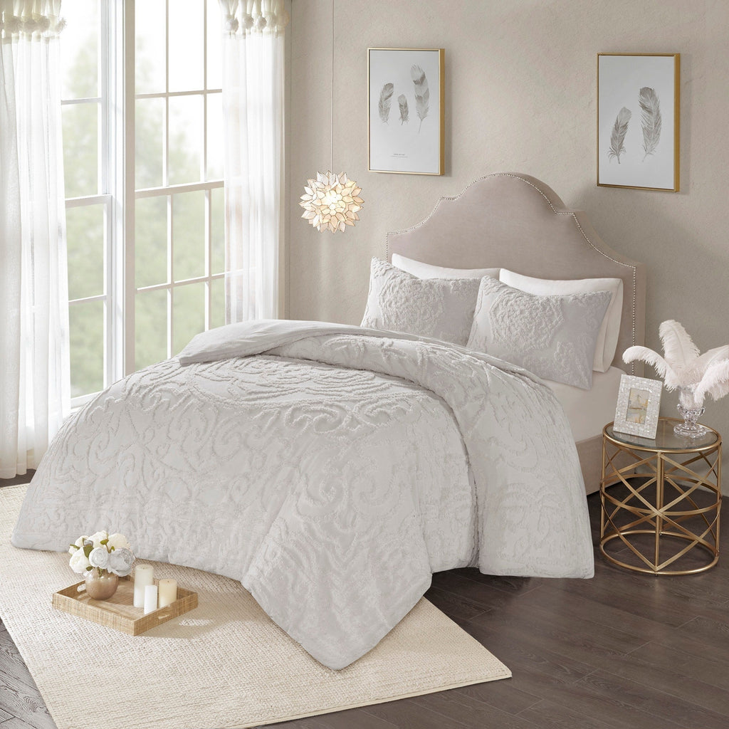 Parure de lit Madison Park Virginia en coton chenille touffeté avec médaillon