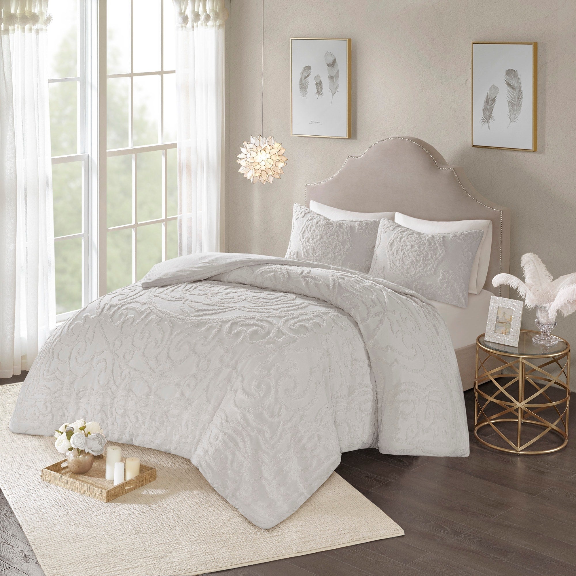 Parure de lit Madison Park Virginia en coton chenille touffeté avec médaillon