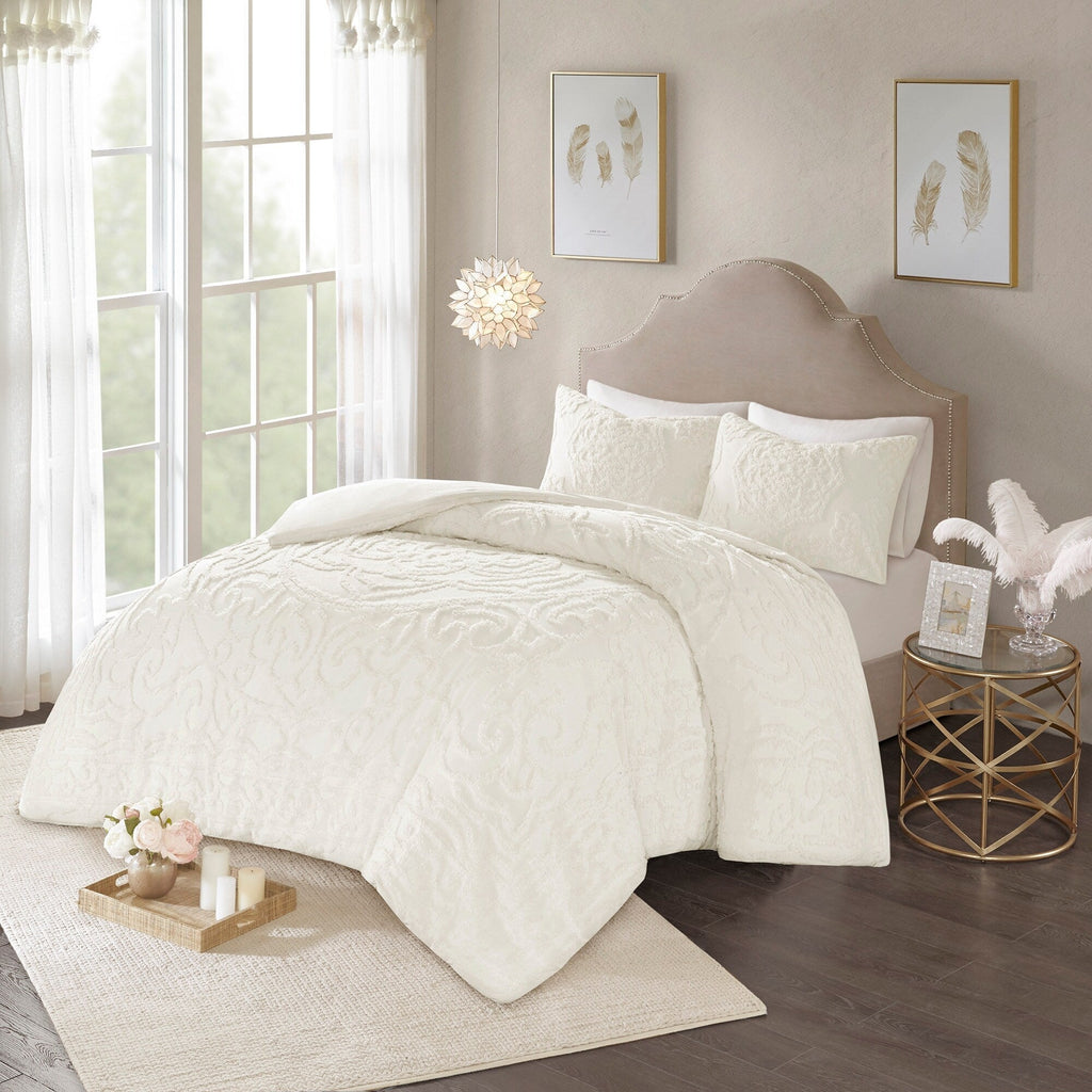 Parure de lit Madison Park Virginia en coton chenille touffeté avec médaillon