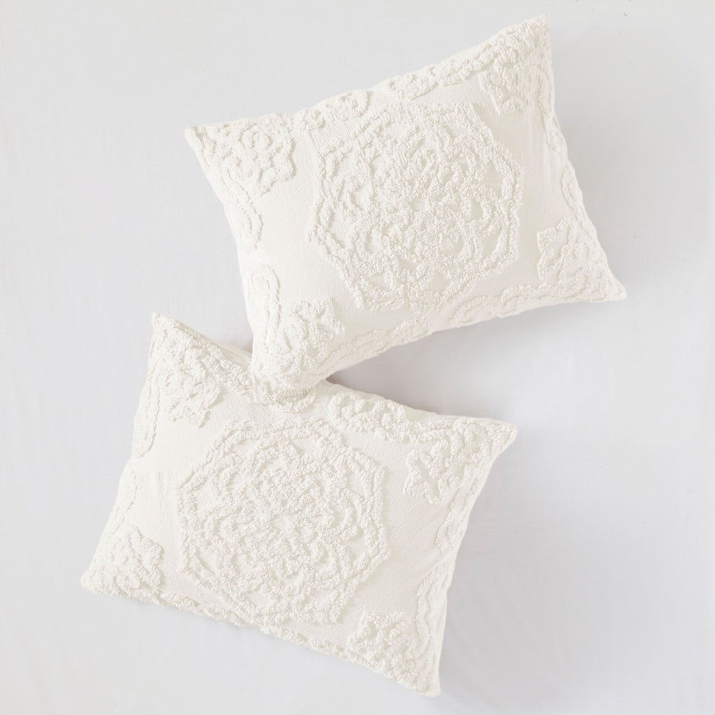 Parure de lit Madison Park Virginia en coton chenille touffeté avec médaillon
