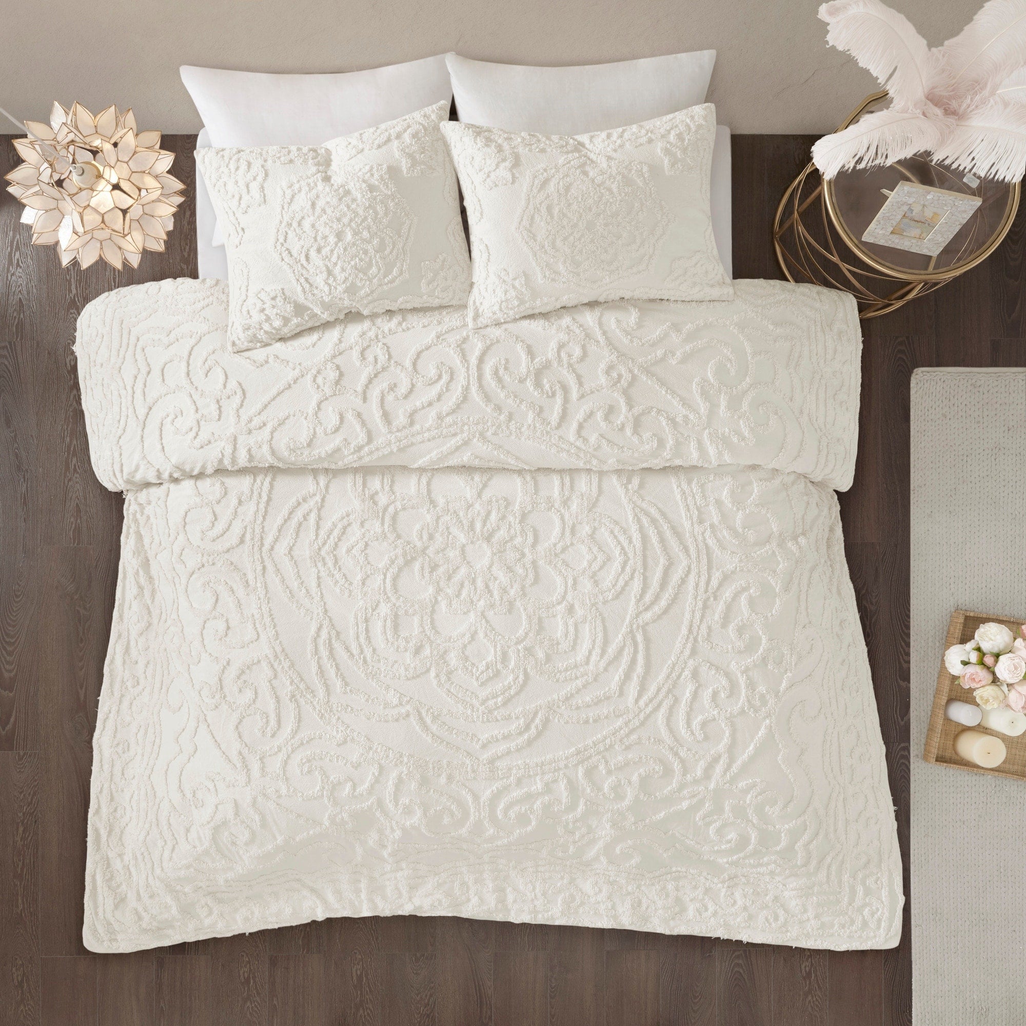 Parure de lit Madison Park Virginia en coton chenille touffeté avec médaillon