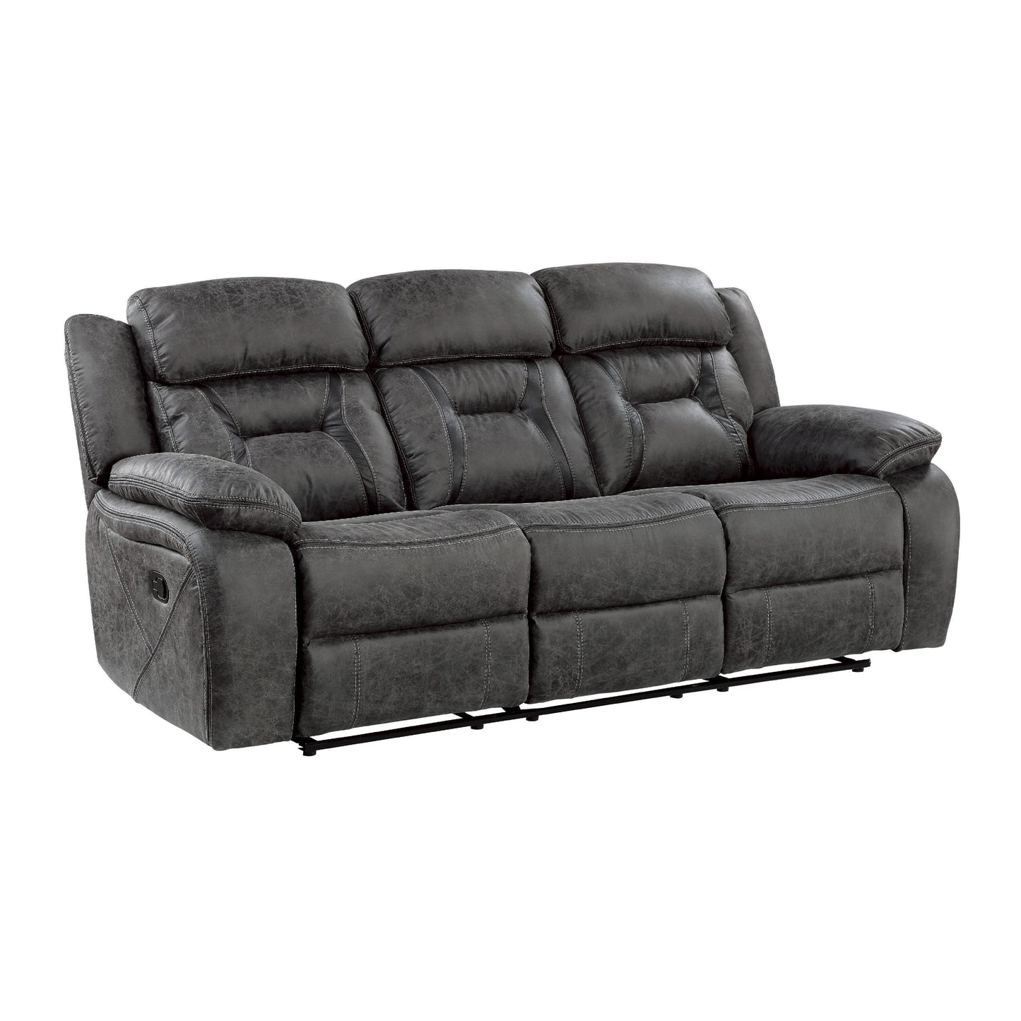Canapé inclinable manuel Mady, capitonné, polyester gris foncé, 85 pouces