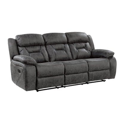 Canapé inclinable manuel Mady, capitonné, polyester gris foncé, 85 pouces