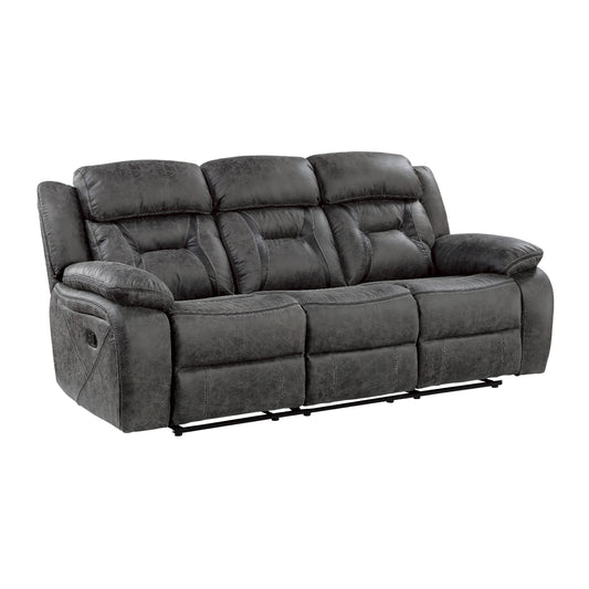 Canapé inclinable manuel Mady, capitonné, polyester gris foncé, 85 pouces