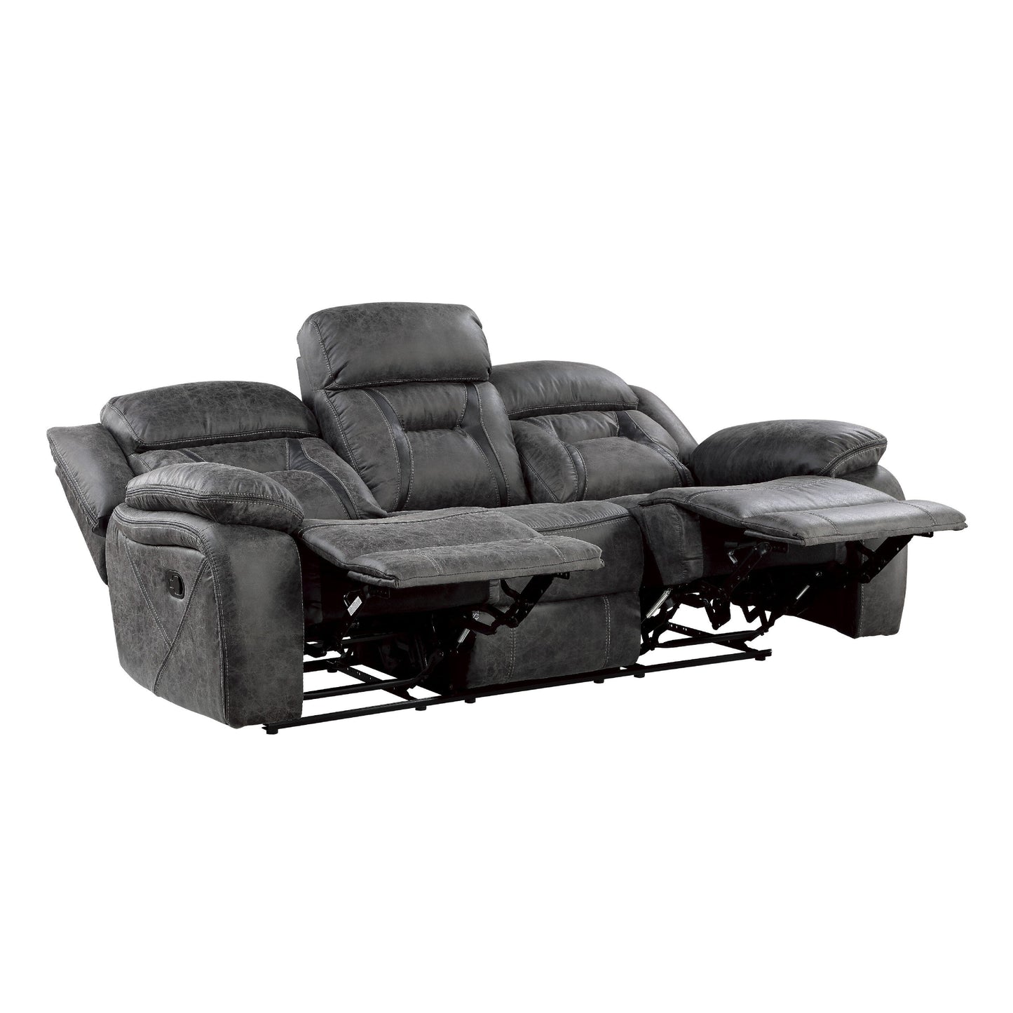 Canapé inclinable manuel Mady, capitonné, polyester gris foncé, 85 pouces