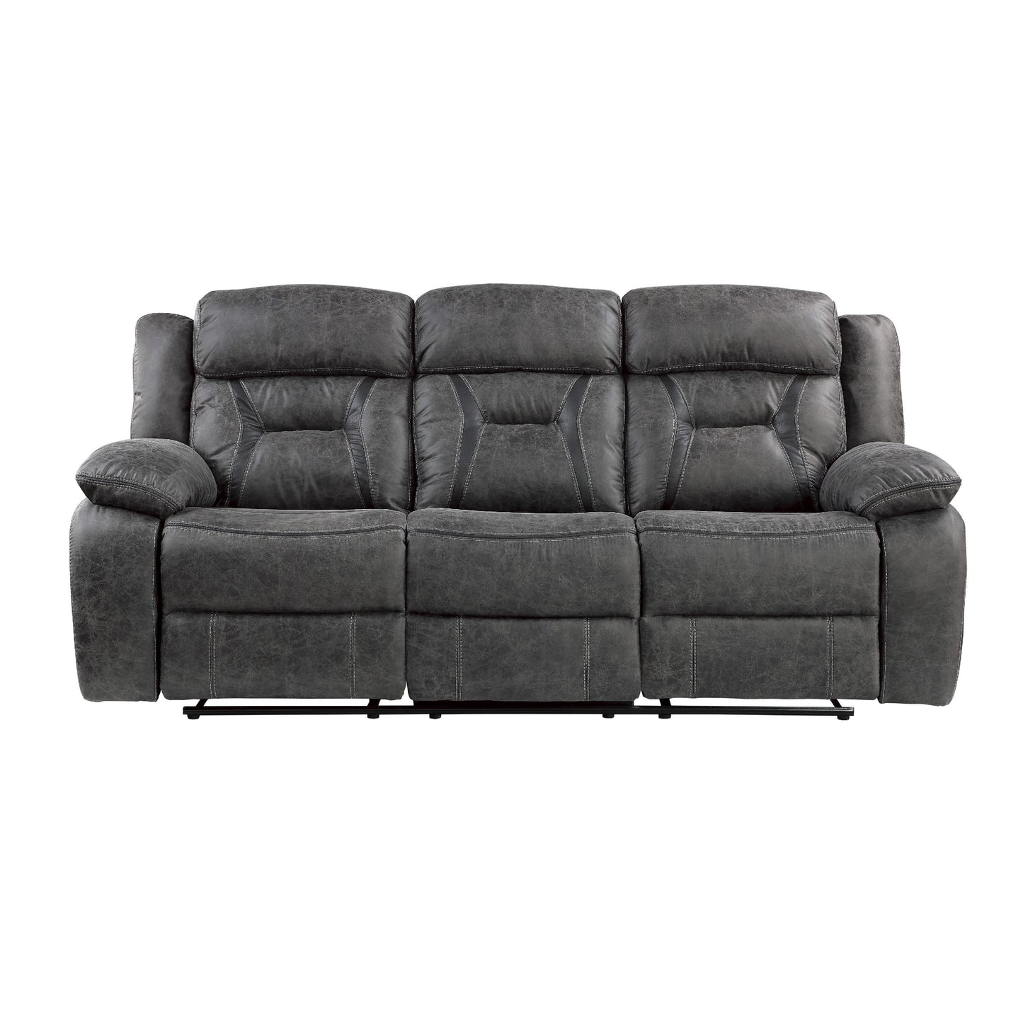 Canapé inclinable manuel Mady, capitonné, polyester gris foncé, 85 pouces
