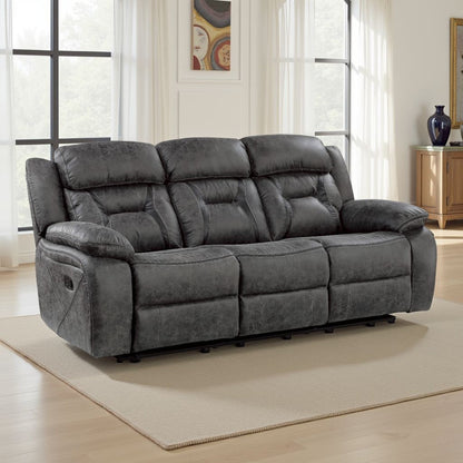 Canapé inclinable manuel Mady, capitonné, polyester gris foncé, 85 pouces
