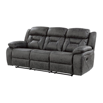 Canapé inclinable manuel Mady, capitonné, polyester gris foncé, 85 pouces