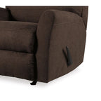 Fauteuil inclinable à bascule manuel Maine, polyester et nylon brun noyer
