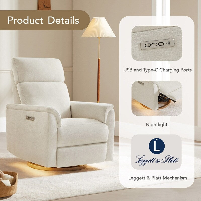 Fauteuil inclinable pivotant électrique Maire pour chambre d'enfant avec veilleuse