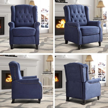 Fauteuil inclinable à dossier relevable, fauteuil en tissu avec décoration rivetée, fauteuil d'appoint simple