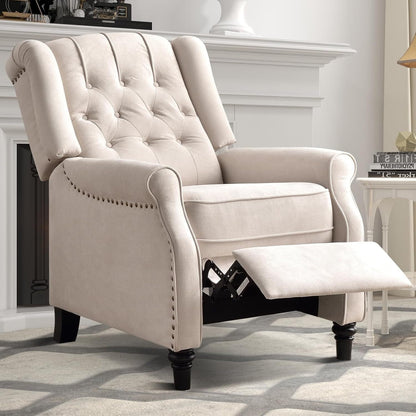 Fauteuil inclinable à dossier relevable, fauteuil en tissu avec décoration rivetée, fauteuil d'appoint simple