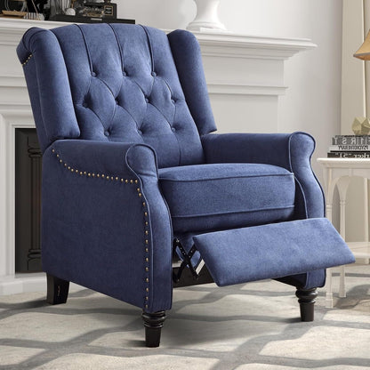 Fauteuil inclinable à dossier relevable, fauteuil en tissu avec décoration rivetée, fauteuil d'appoint simple