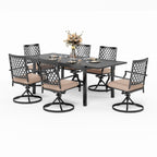 Ensemble de salle à manger d'extérieur MAISON ARTS pouvant accueillir jusqu'à 6/8 personnes, 6/8 chaises pivotantes en maille métallique, 1 table rectangulaire extensible