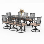 Ensemble de salle à manger d'extérieur MAISON ARTS pouvant accueillir jusqu'à 6/8 personnes, 6/8 chaises pivotantes en maille métallique, 1 table rectangulaire extensible