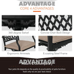 Ensemble de salle à manger d'extérieur MAISON ARTS pouvant accueillir jusqu'à 6/8 personnes, 6/8 chaises pivotantes en maille métallique, 1 table rectangulaire extensible