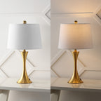 Lampe de table LED Makena 22,75 cm en fer moderne et glamour avec port de chargement USB (lot de 2) par JONATHAN Y