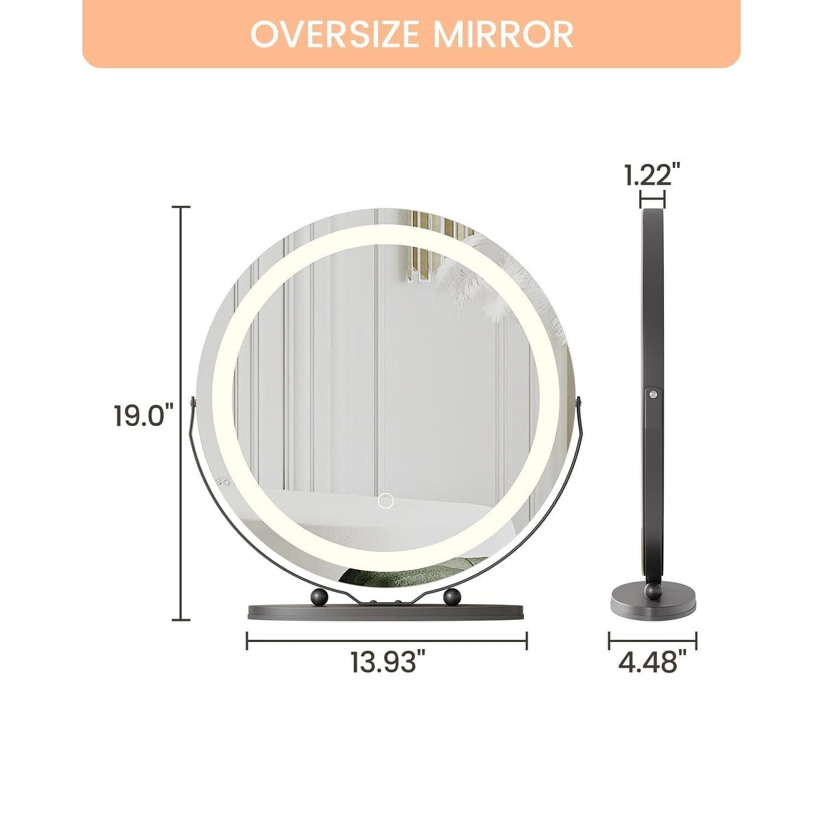 Miroir de maquillage Miroir de courtoisie avec lumières