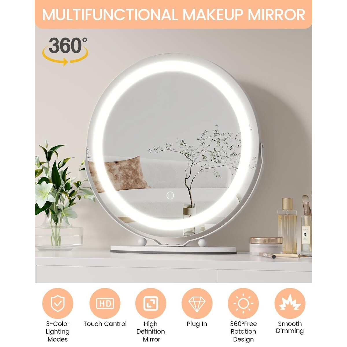 Miroir de maquillage Miroir de courtoisie avec lumières