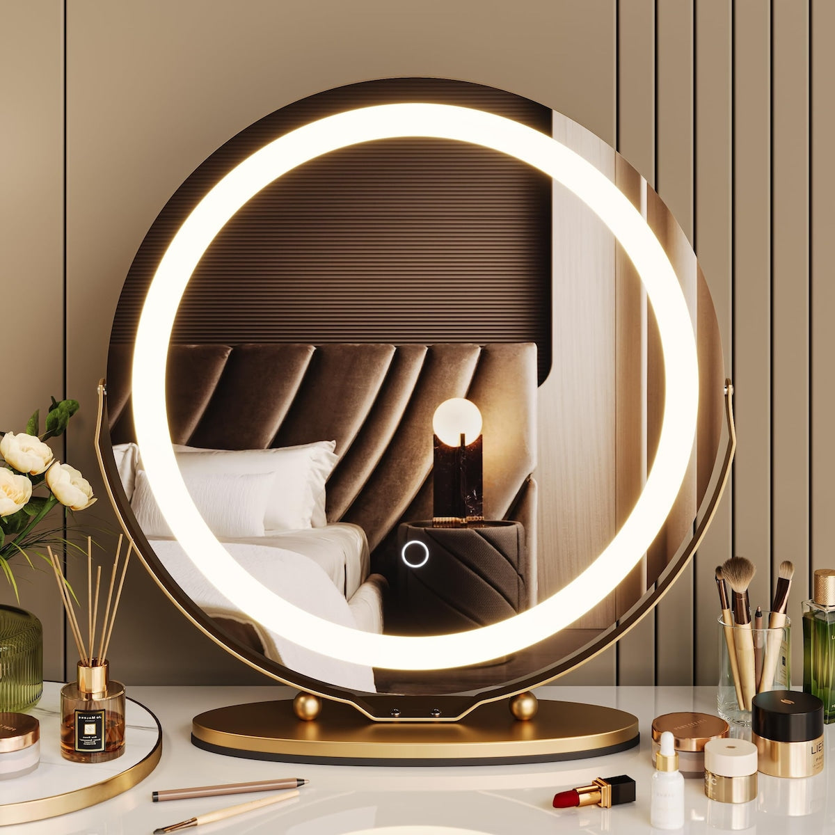 Miroir de maquillage Miroir de courtoisie avec lumières