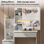 Makeup Vanity Set with Mirror and stool