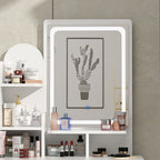 Coiffeuse avec éclairage LED, miroir et tabouret