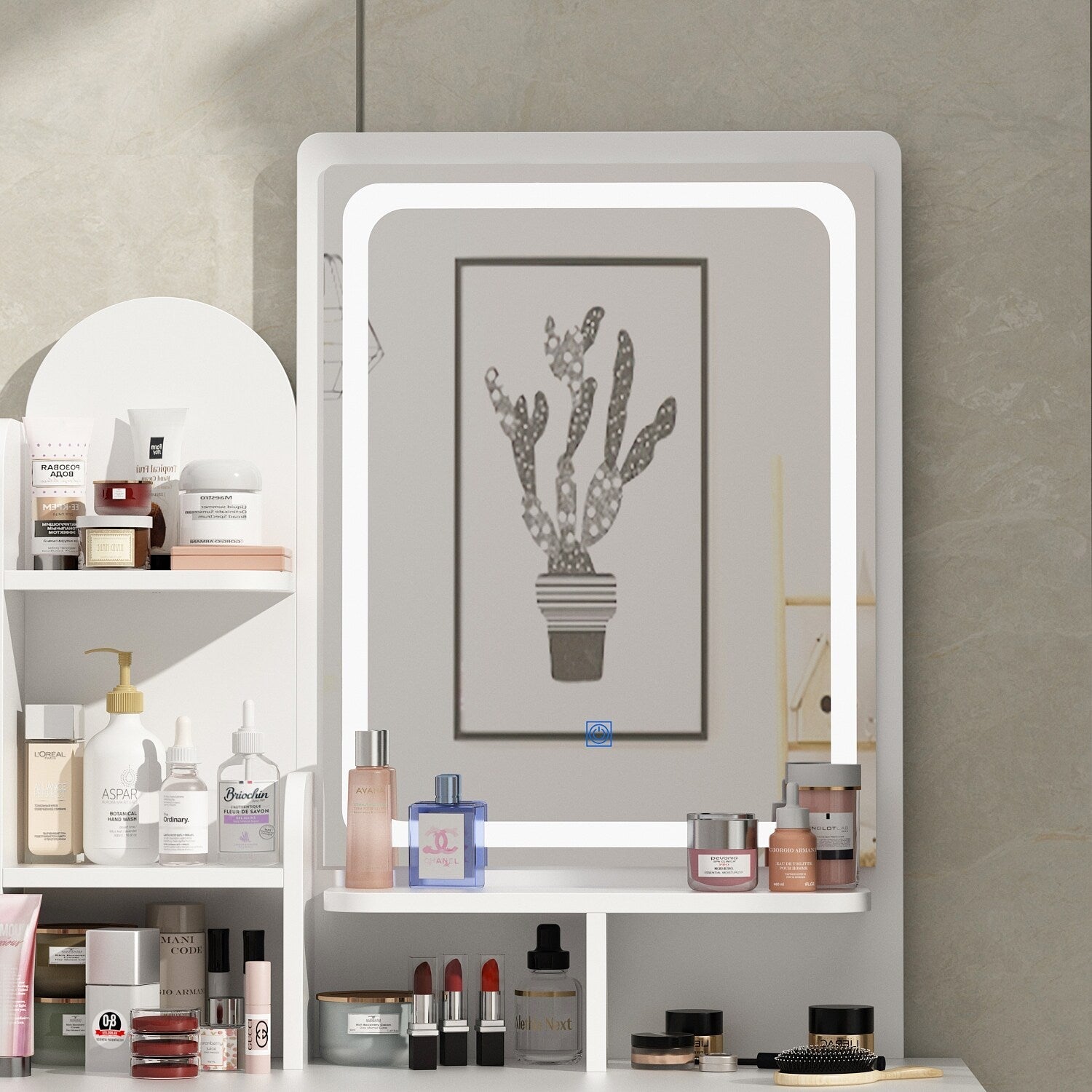 Makeup Vanity Set Table With LED Light &Mirror & Stool