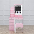 Coiffeuse avec éclairage LED, miroir et tabouret
