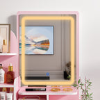 Coiffeuse avec éclairage LED, miroir et tabouret
