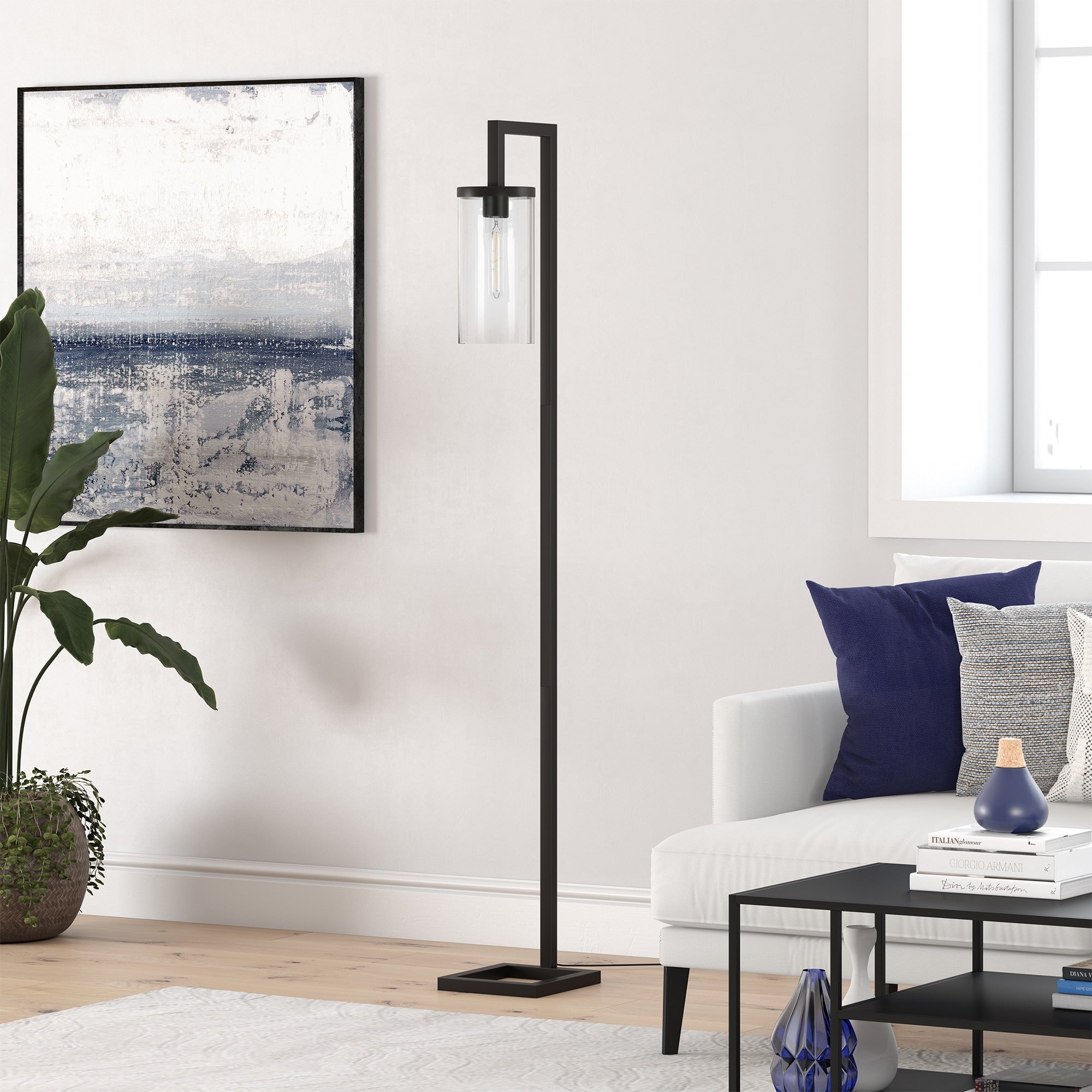 Lampadaire haut Malva 67,75 avec abat-jour en verre - 11 pouces de large