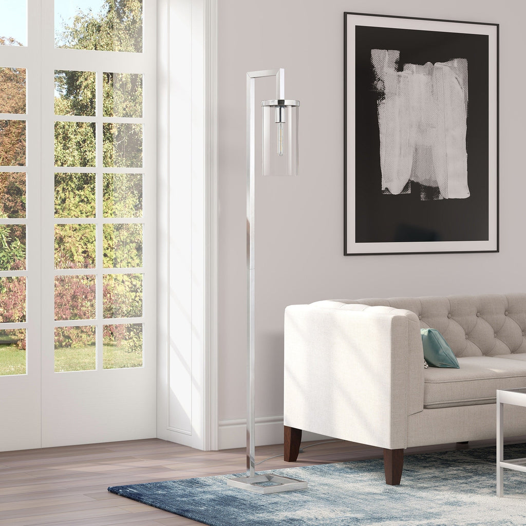 Lampadaire haut Malva 67,75 avec abat-jour en verre - 11 pouces de large