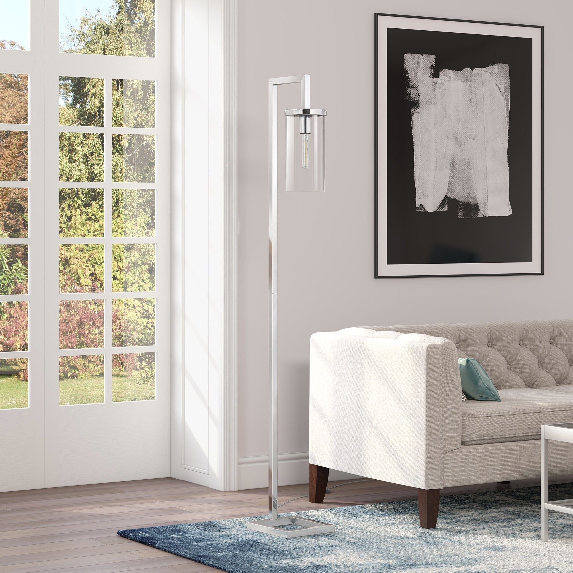 Lampadaire haut Malva 67,75 avec abat-jour en verre - 11 pouces de large