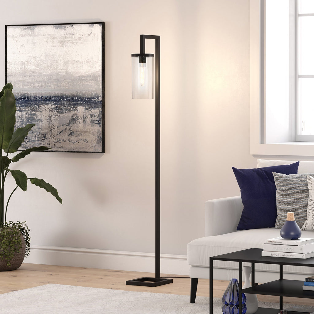 Lampadaire haut Malva 67,75 avec abat-jour en verre - 11 pouces de large