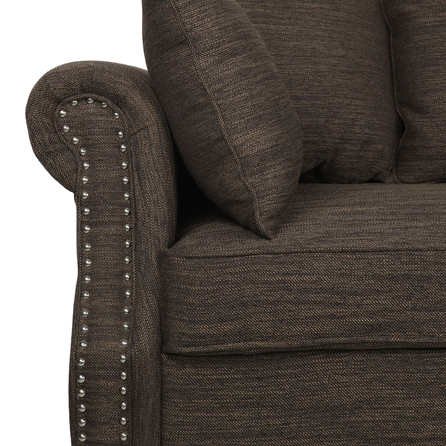 Canapé 3 places en tissu Manbow avec coussins et garniture cloutée par Christopher Knight Home