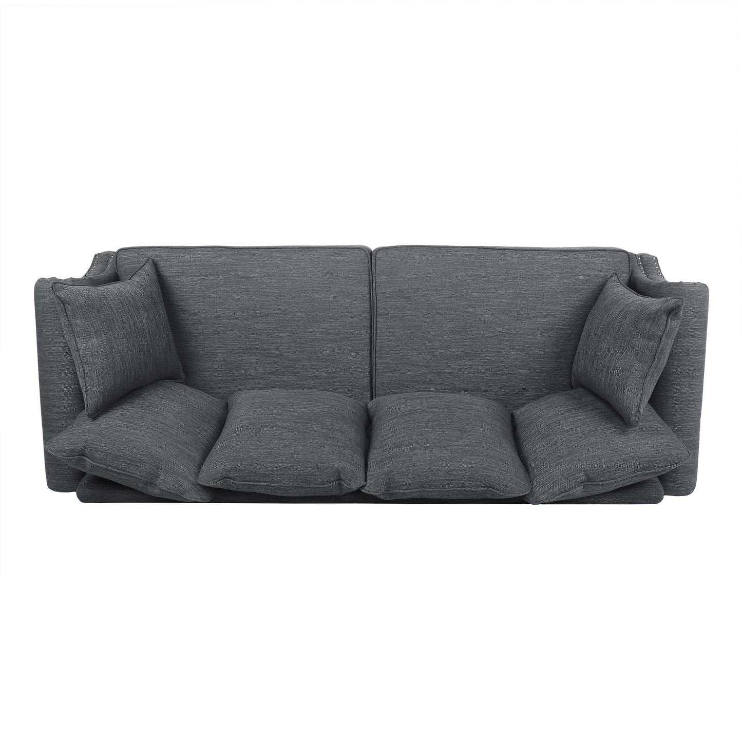 Canapé 3 places en tissu Manbow avec coussins et garniture cloutée par Christopher Knight Home