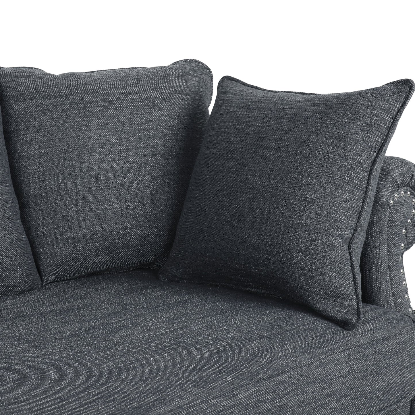 Canapé 3 places en tissu Manbow avec coussins et garniture cloutée par Christopher Knight Home