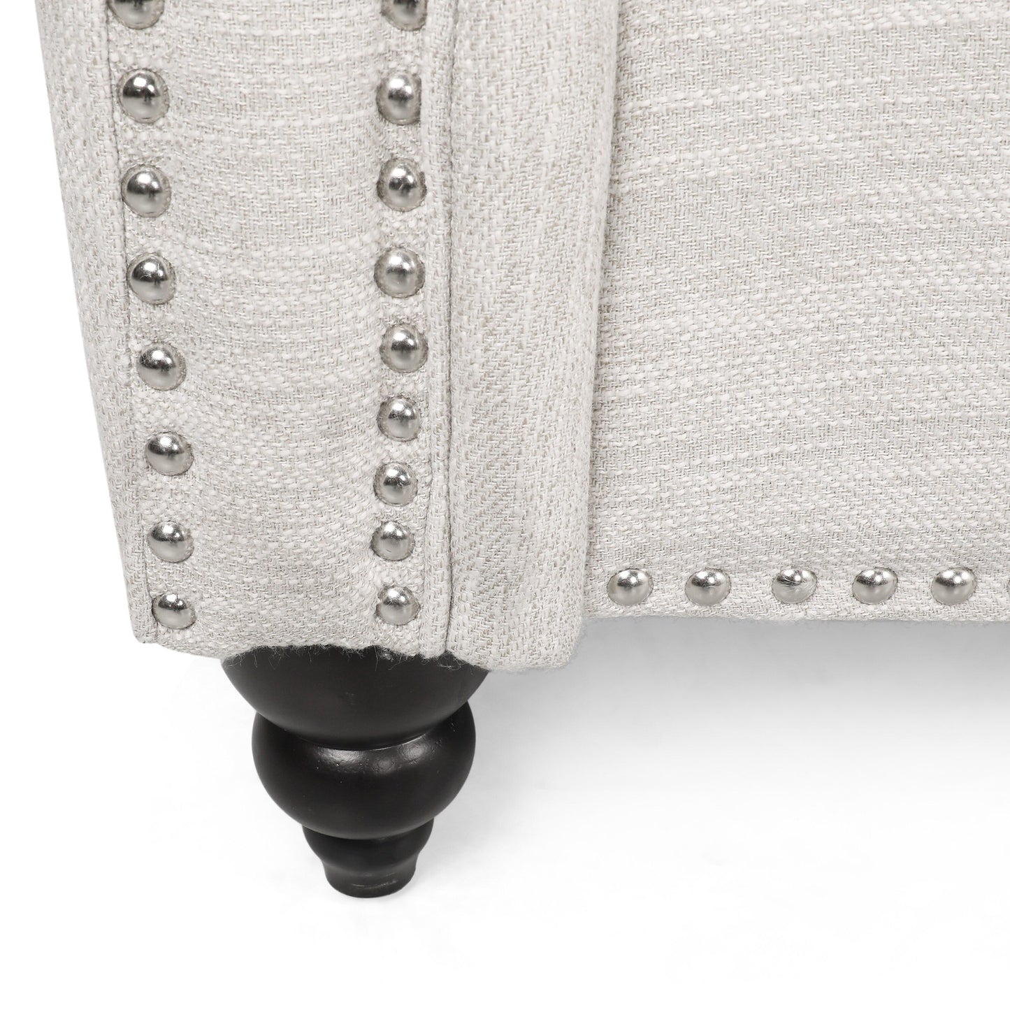 Canapé 3 places en tissu Manbow avec coussins et garniture cloutée par Christopher Knight Home